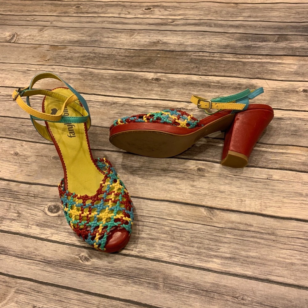 Anthropologie Farylrobin multicolor lattice heels